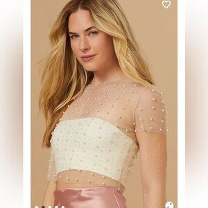 New with tags Altar’d State Ana Pearl Studded Mesh Top